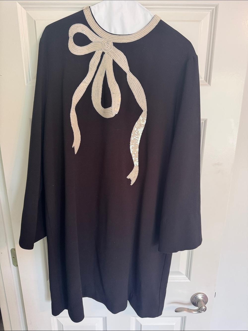 Tuckernuck Black Mini Dress with Ivory Bow Detail - Picture 2 of 2